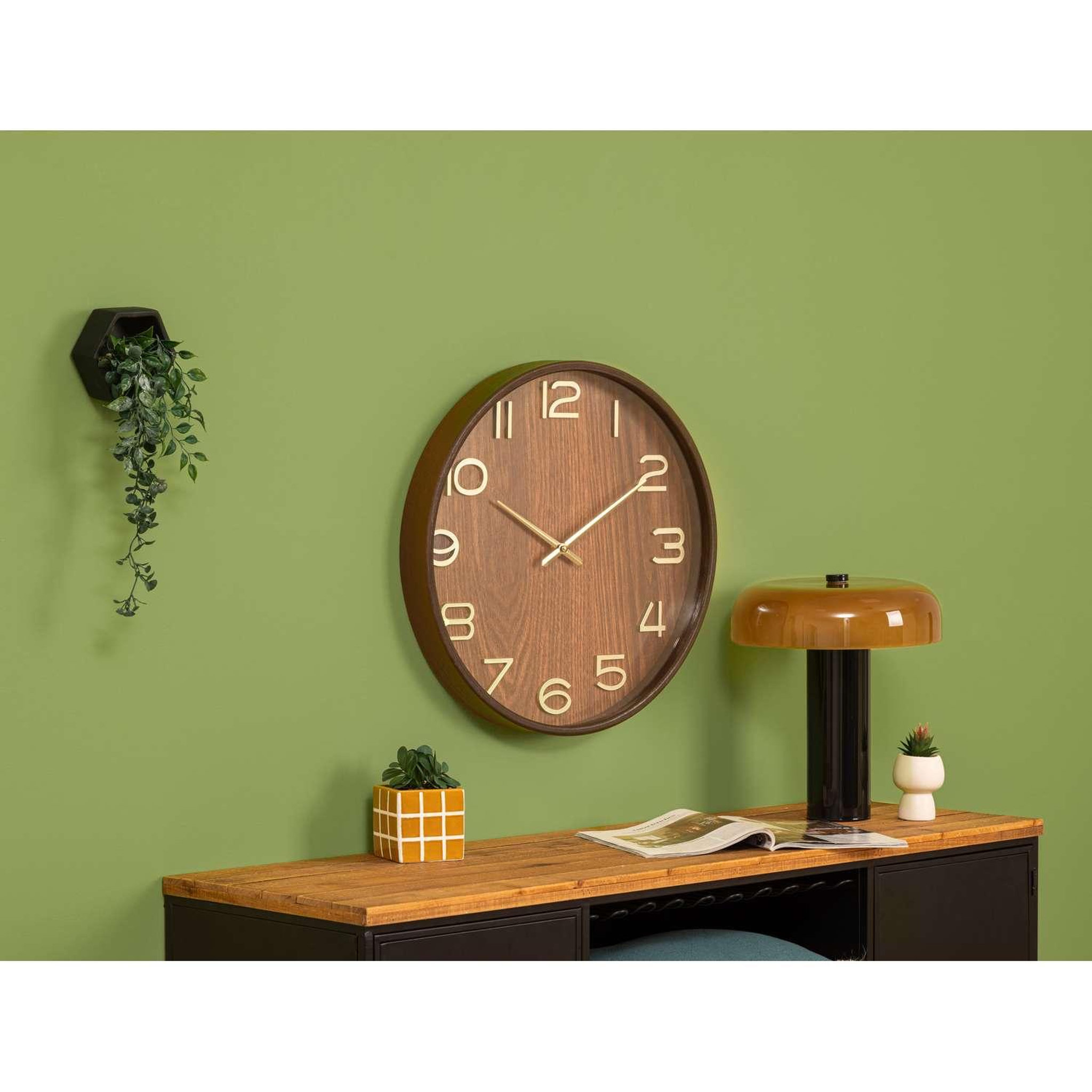 Voir la diapositive 2 : ATMOSPHERA Horloge en bois - diam 55 cm - marron