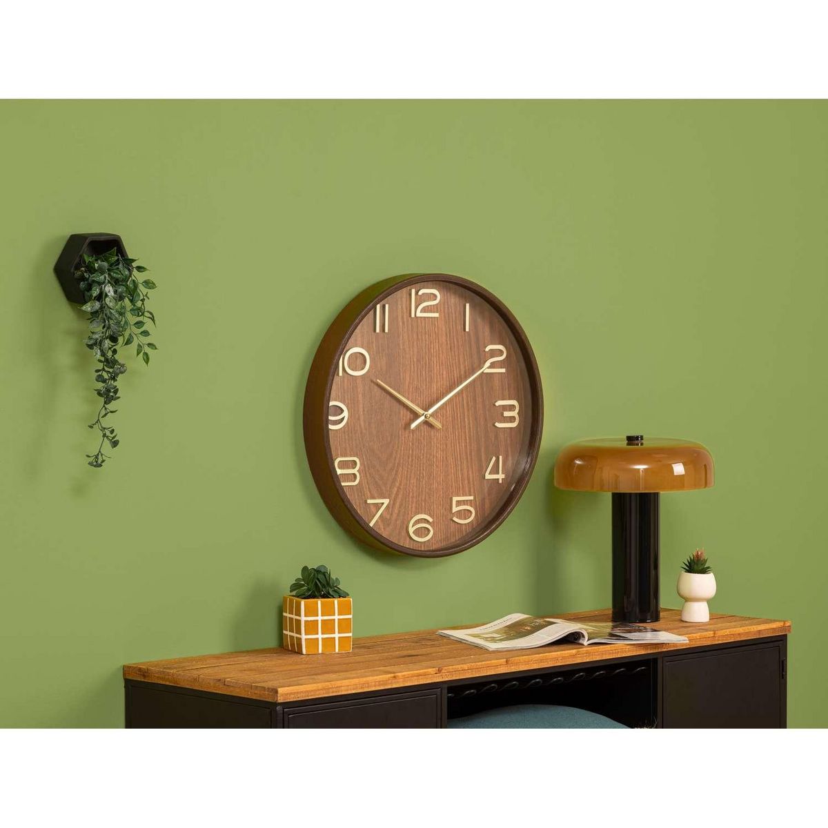 ATMOSPHERA Horloge en bois - Diam 55 cm - Marron
