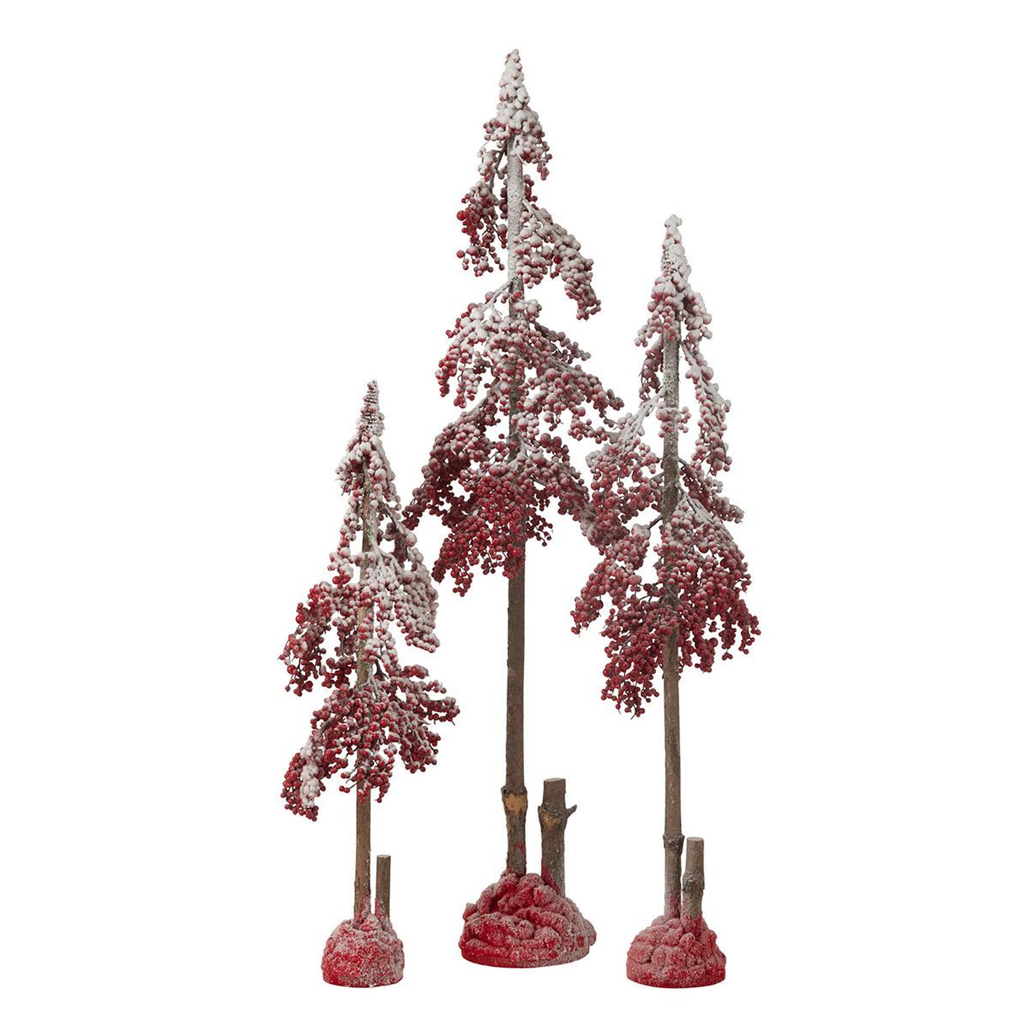 Voir la diapositive 2 : J-LINE Arbre de noël déco  grosses baies  135cm rouge