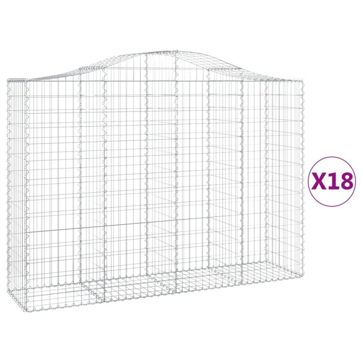 VIDAXL Paniers a gabions arques 18 pcs 200x50x140/160 cm Fer galvanise