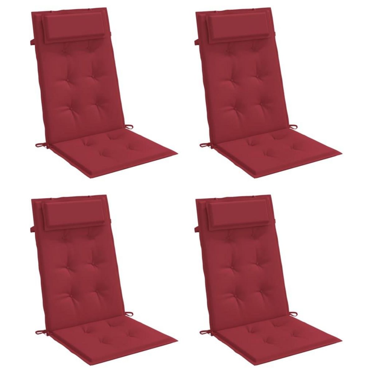 VIDAXL Coussins de chaise a dossier haut lot de 4 rouge bordeaux