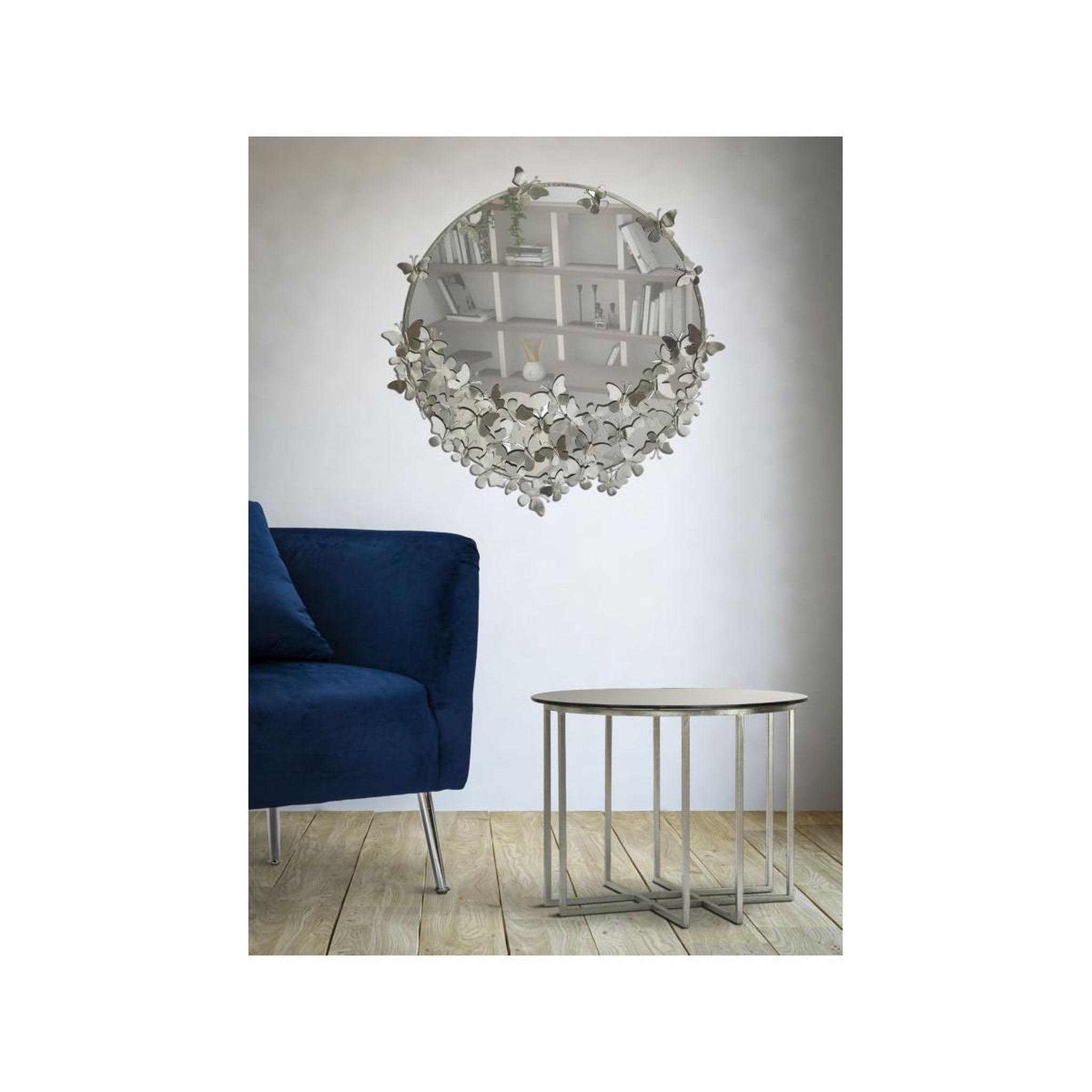 Voir la diapositive 6 : Paris Prix Miroir mural design  butterfly  94cm argent