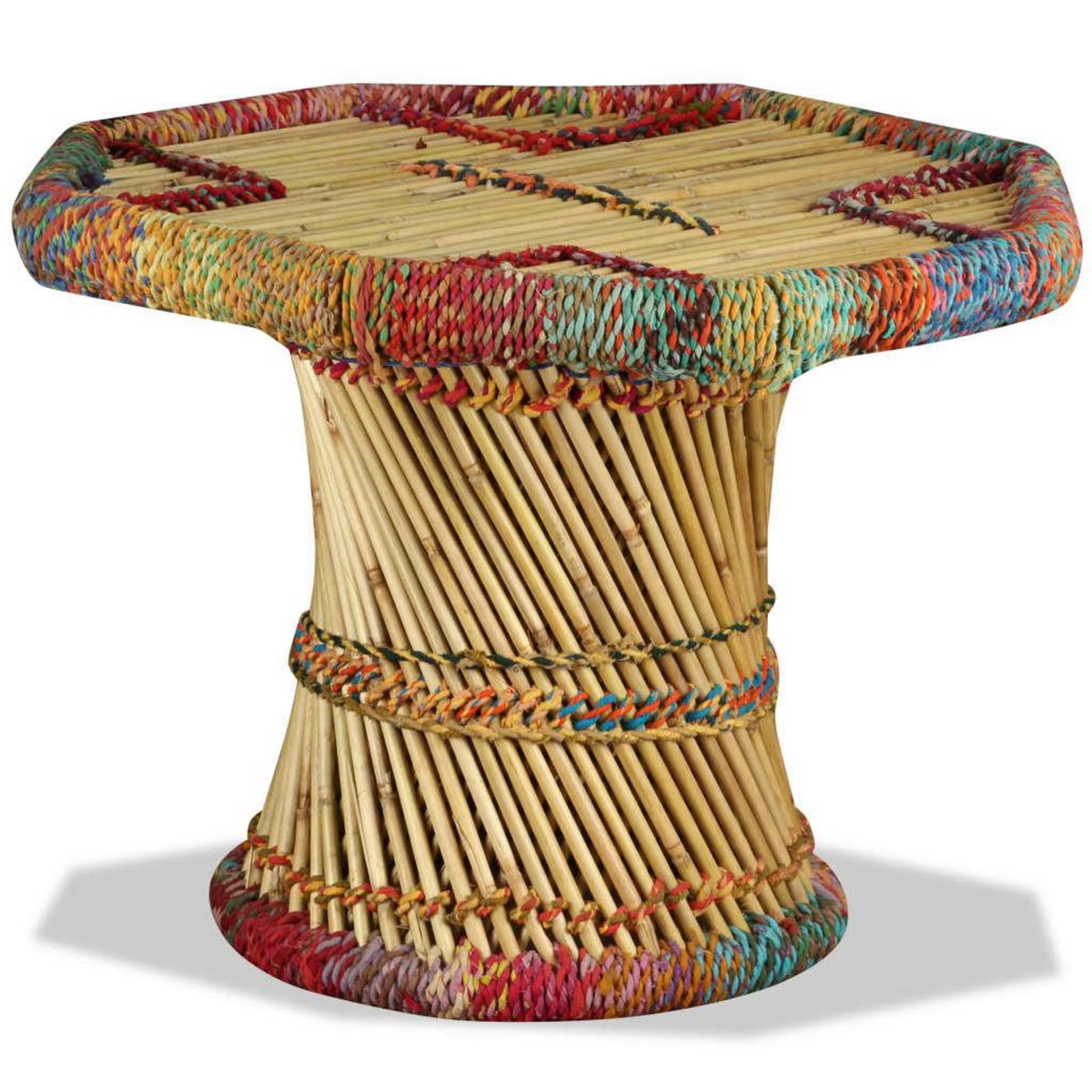 VIDAXL Table basse Bambou avec Details Chindi Multicolore
