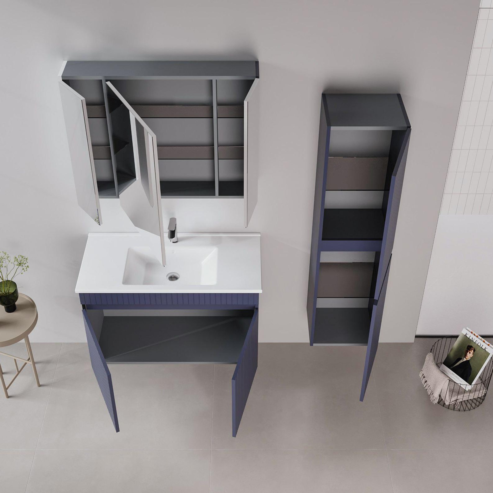 Voir la diapositive 3 : Habitat et Jardin Meuble vasque  tivoli 100  - 100 x 45 x 57 cm - matte navy blue