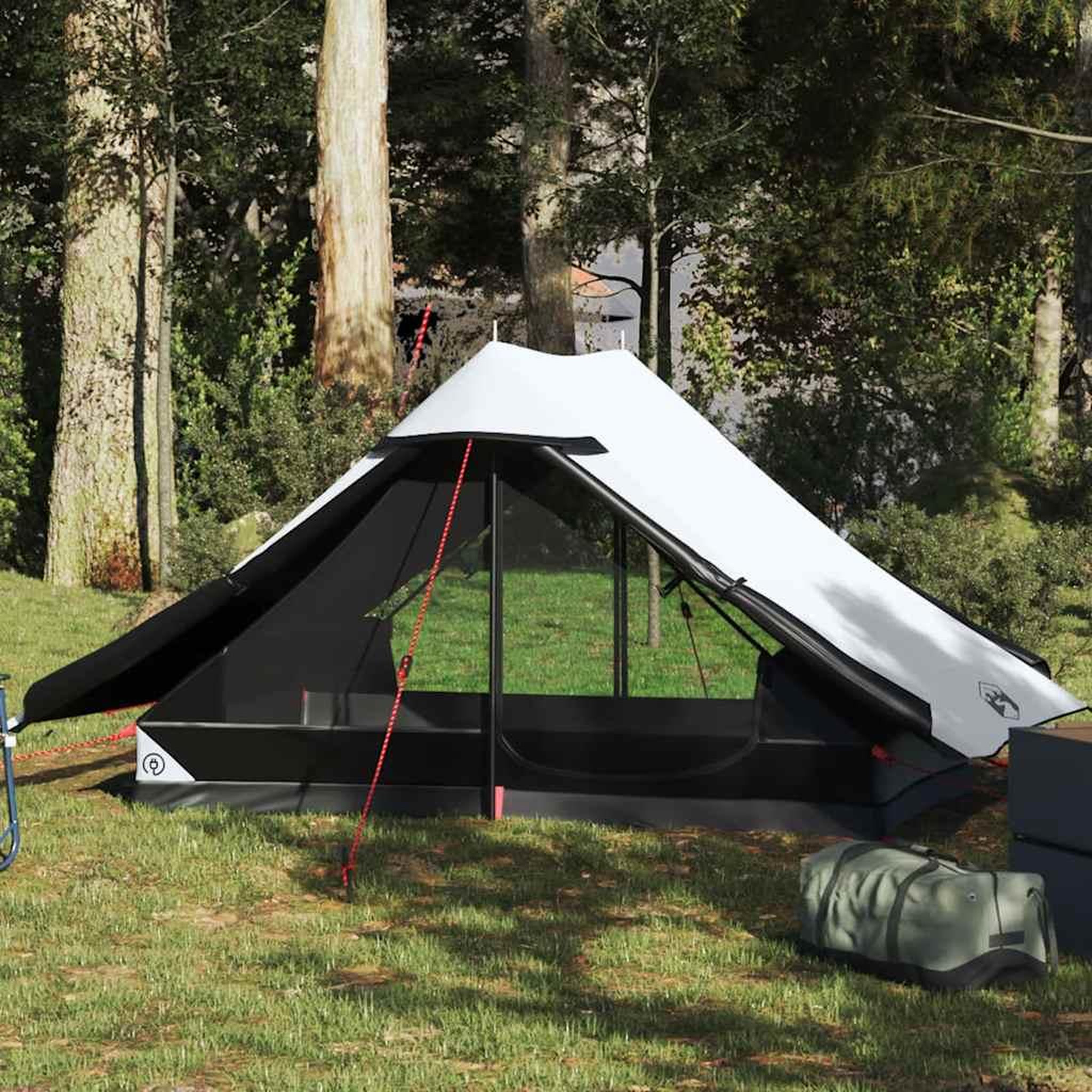 VIDAXL Tente de camping 2 personnes blanc tissu occultant impermeable