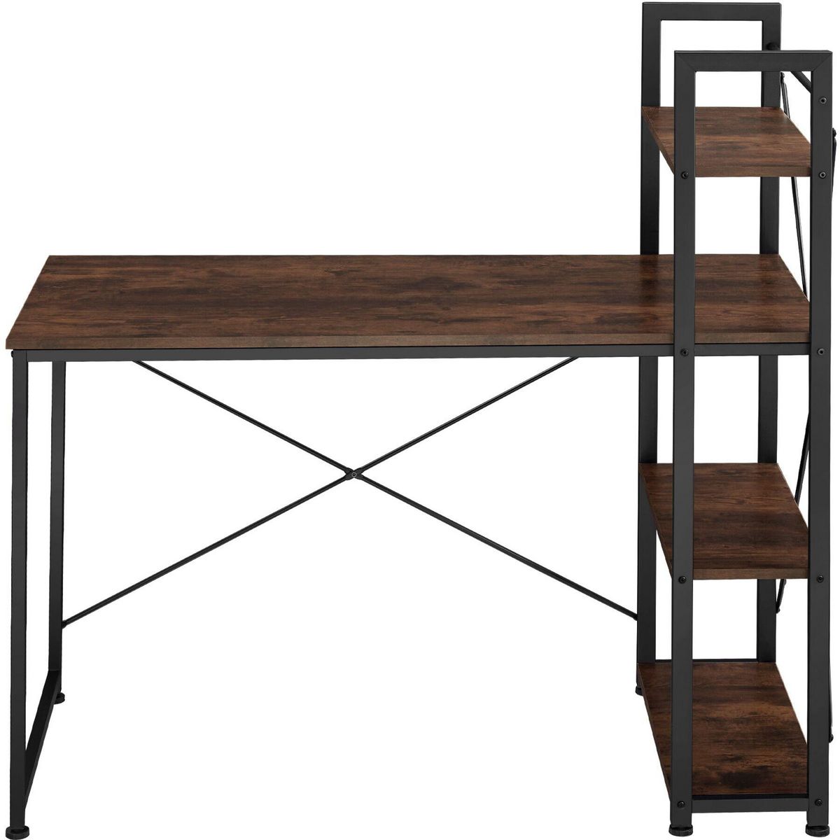 tectake Bureau Style industriel Étagère intégrée avec 3 compartiments de stockage