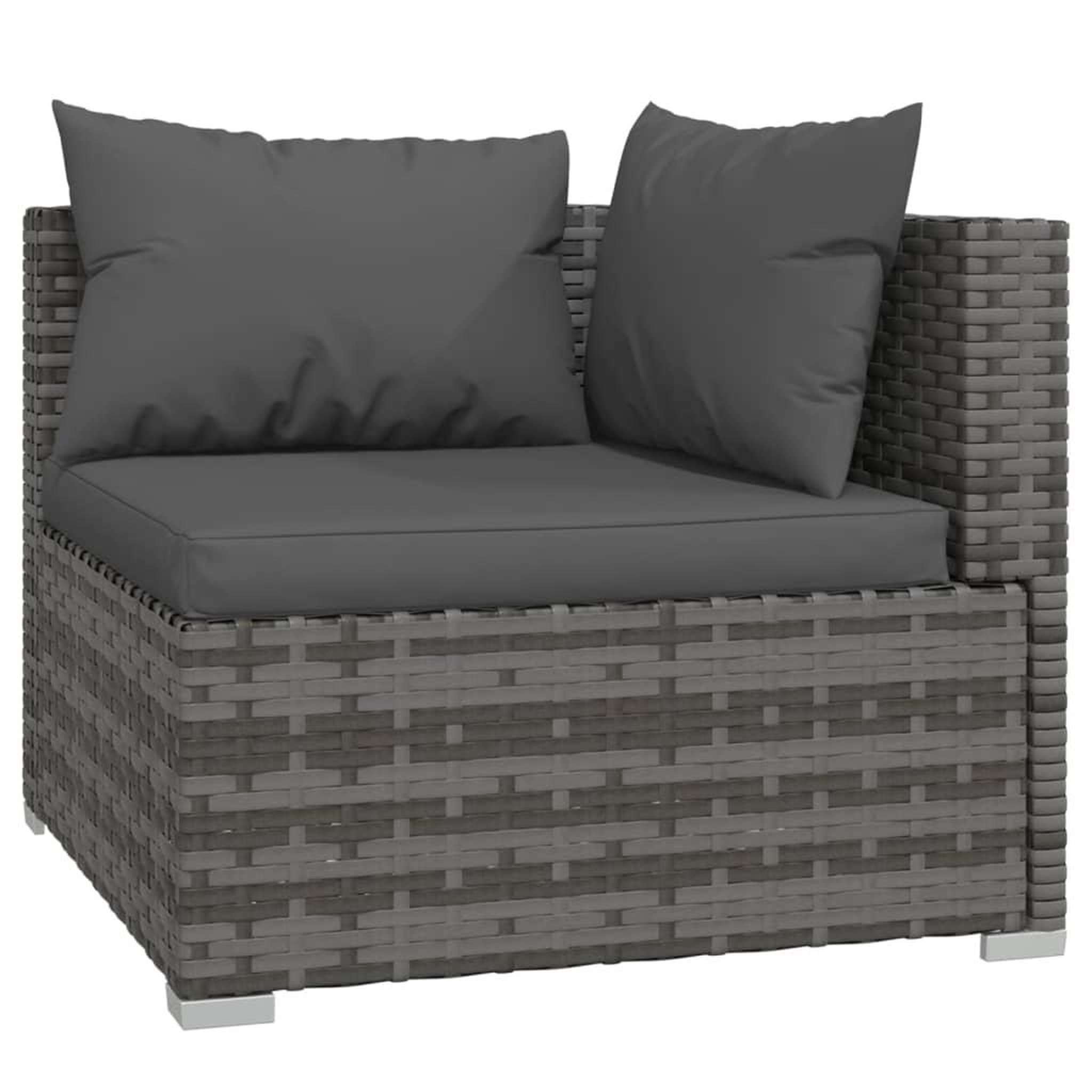 Voir la diapositive 4 : VIDAXL Salon de jardin 5 pcs avec coussins Resine tressee Gris