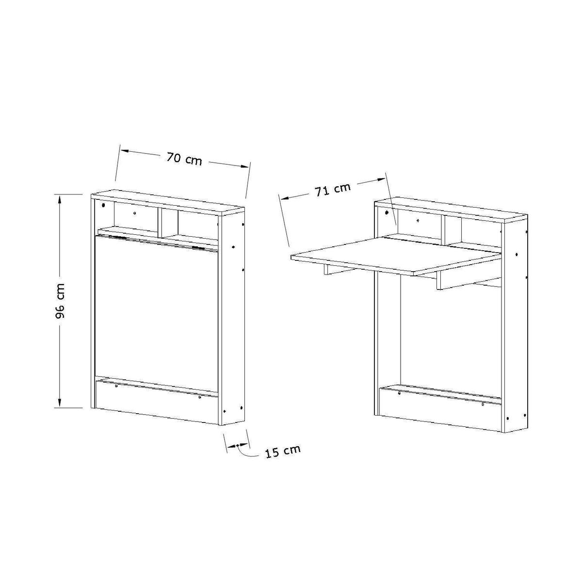 TOILINUX Table pliante Aymar en bois - Blanc et beige