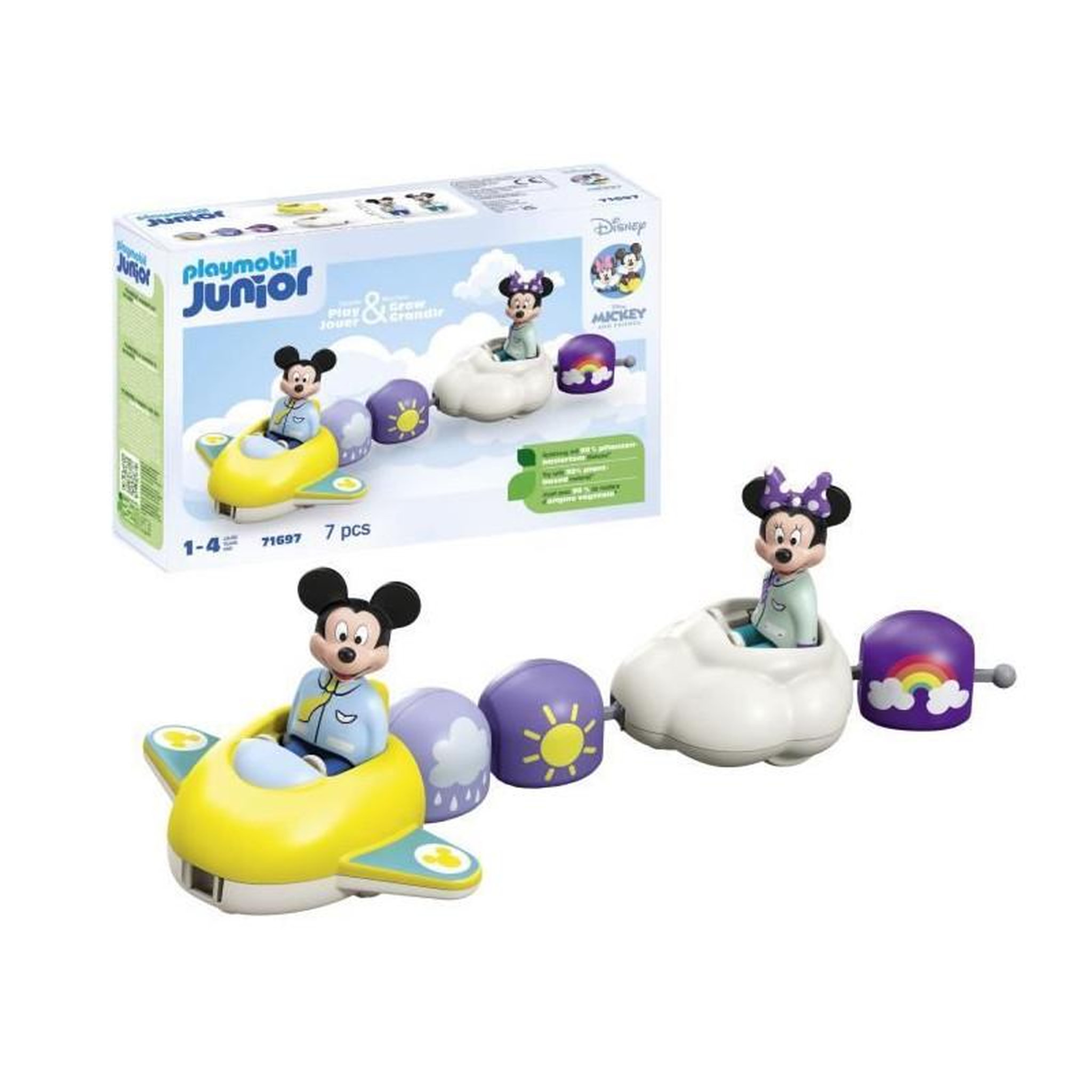 PLAYMOBIL PLAYMOBIL 71697 Train des nuages de Mickey et Minnie - Disney - Comprend Minnie, Mickey et un avion-train-nuage - Des 1 an