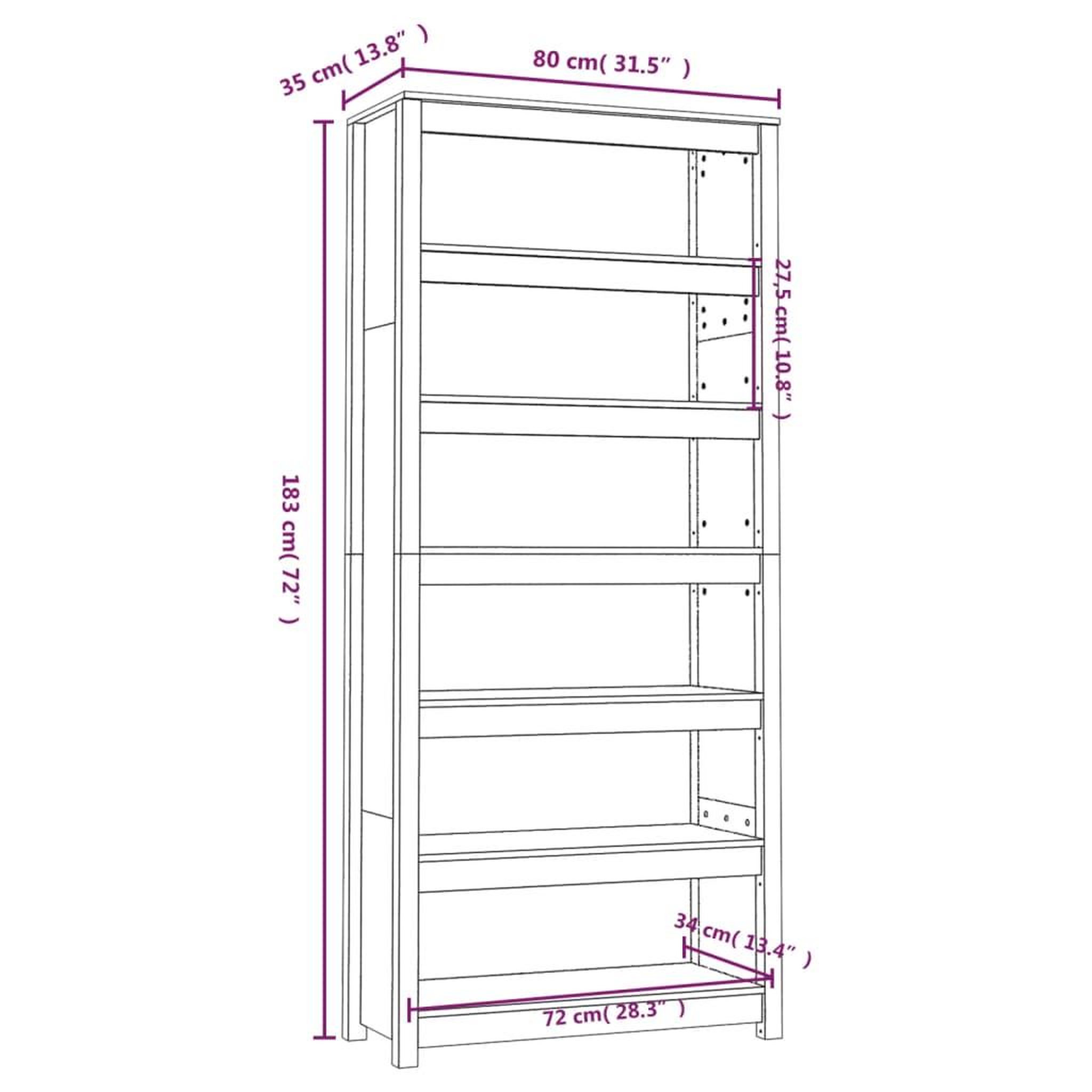 Voir la diapositive 6 : VIDAXL Bibliotheque Blanc 80x35x183 cm Bois de pin massif