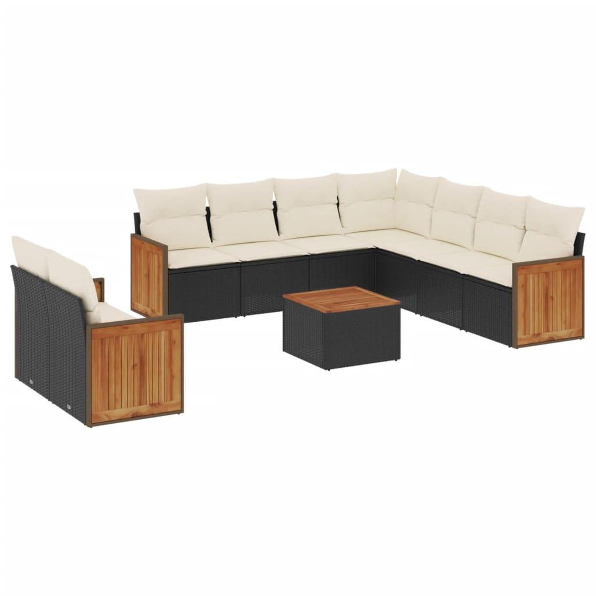 Voir la diapositive 2 : VIDAXL Salon de jardin 10 pcs avec coussins noir resine tressee