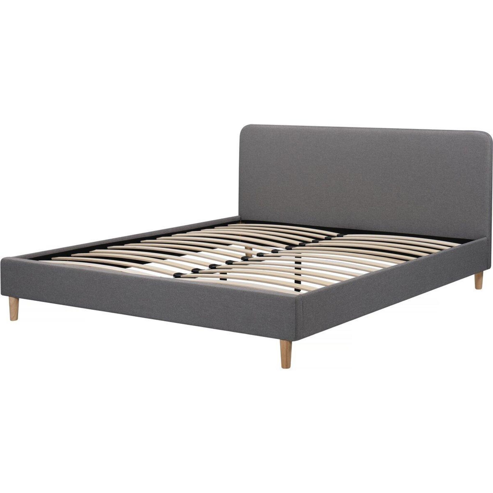Habitat et Jardin Lit double en tissu  Louise  - 140 x 190 cm - Gris