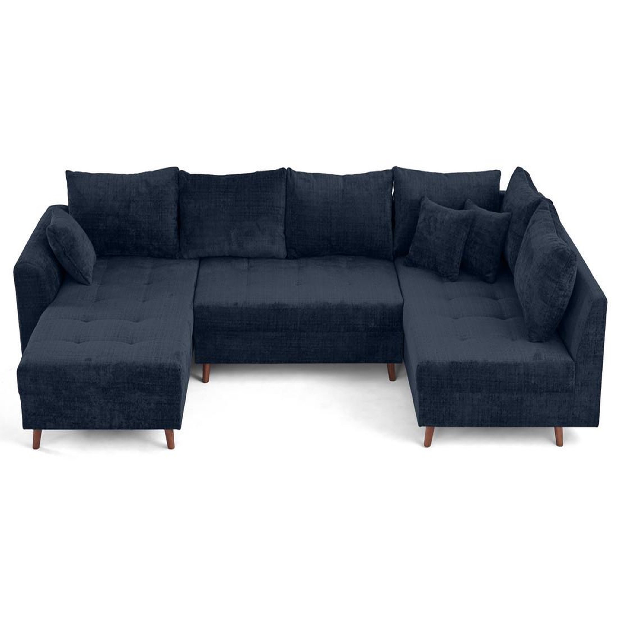 Voir la diapositive 2 : BEST MOBILIER Rune - canapé panoramique d'angle droit 7 places en velours texturé