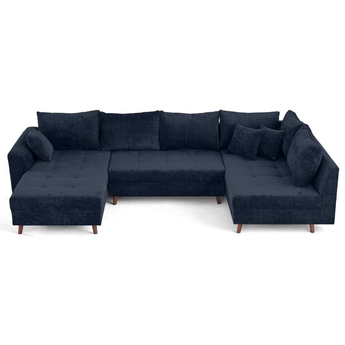 LISA DESIGN Rune - canapé panoramique d'angle droit 7 places en velours texturé