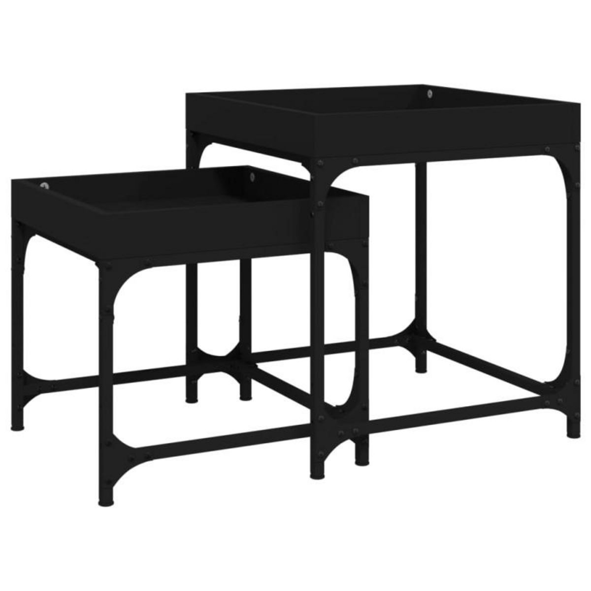 VIDAXL Tables d appoint 2 pcs Noir Bois d ingénierie