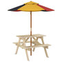 Voir la diapositive 5 : VIDAXL Table de pique-nique pour 4 enfants avec parasol bois de sapin