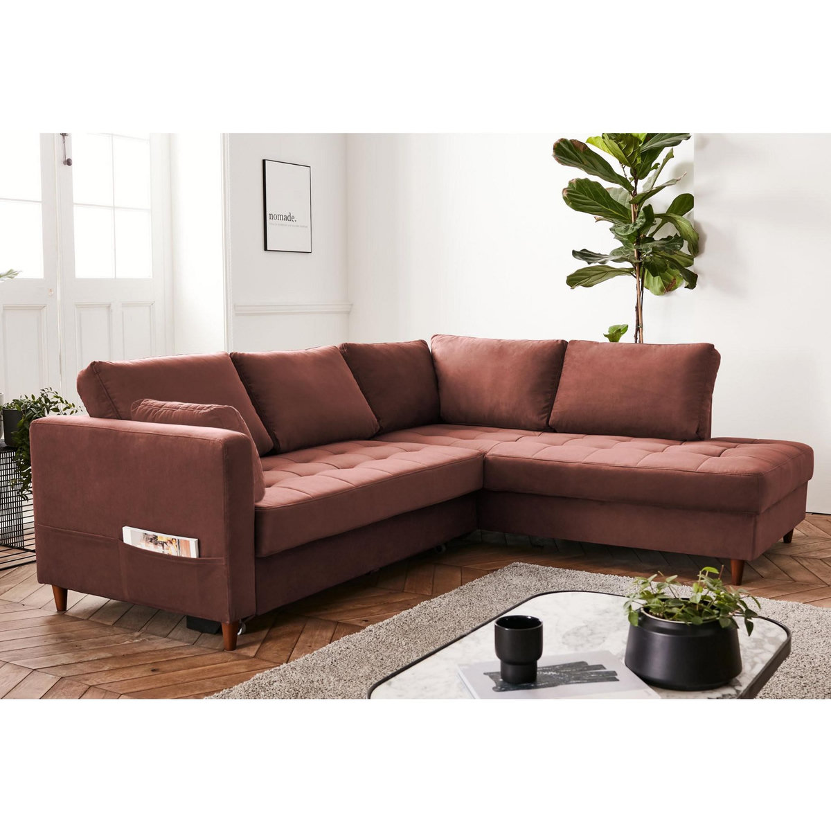 LISA DESIGN Anna - canapé d'angle droit - 5 places - convertible - en velours