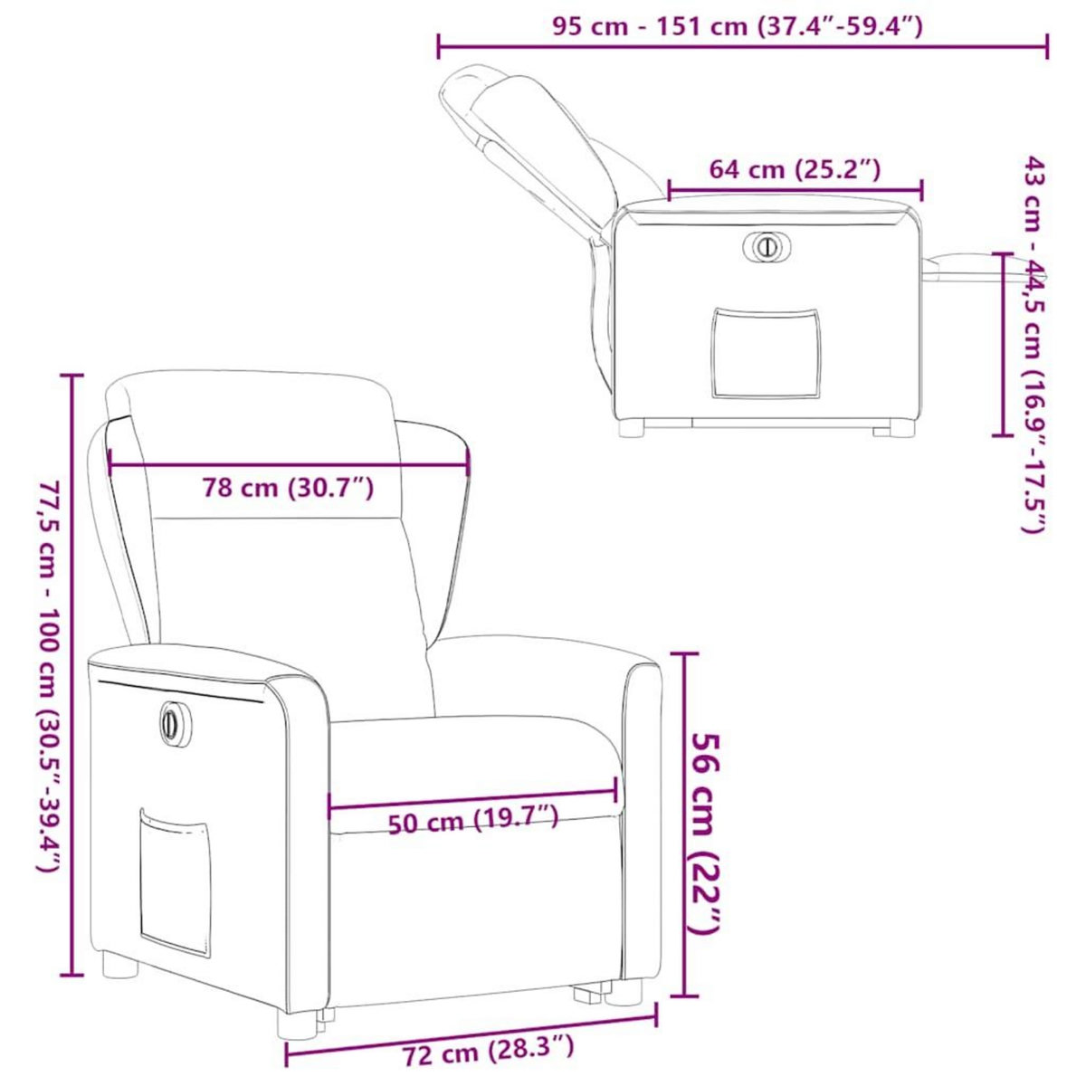 VIDAXL Fauteuil inclinable electrique taupe tissu