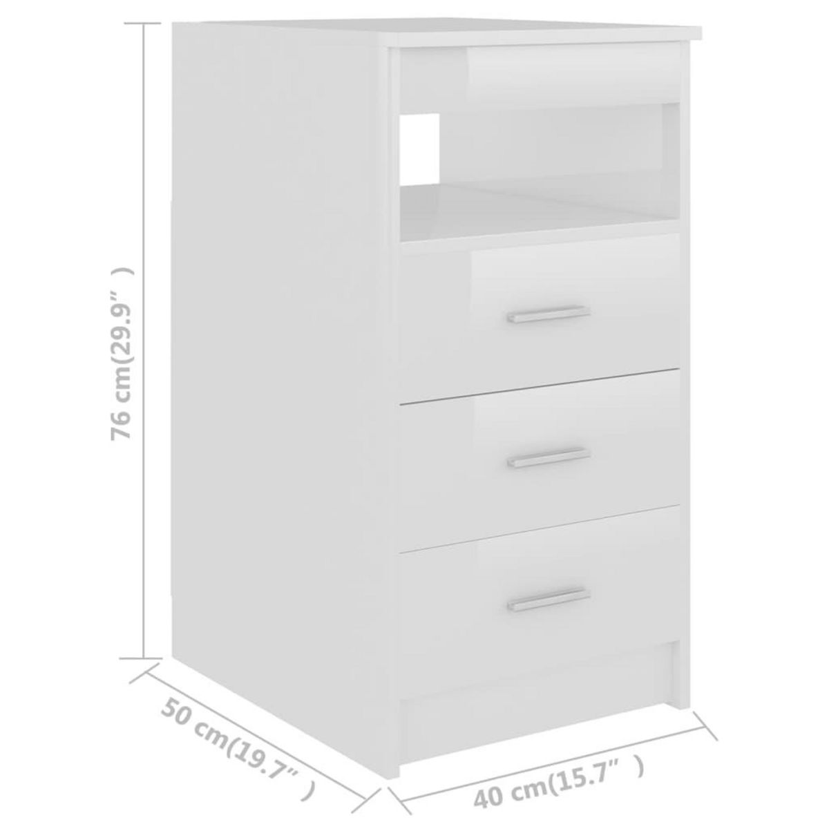VIDAXL Armoire a tiroirs Blanc brillant 40x50x76 cm Bois d'ingenierie