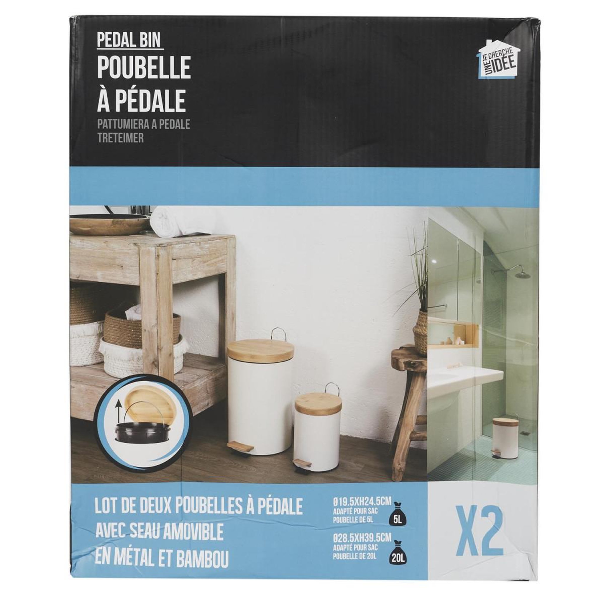 Voir la diapositive 5 : Je cherche une idee Lot de 2 poubelles à pédale  shari  15l blanc