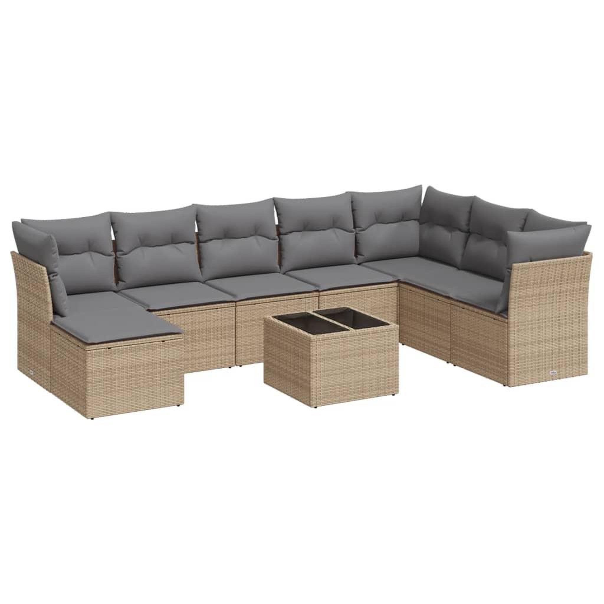 Voir la diapositive 2 : VIDAXL Salon de jardin avec coussins 9 pcs beige resine tressee