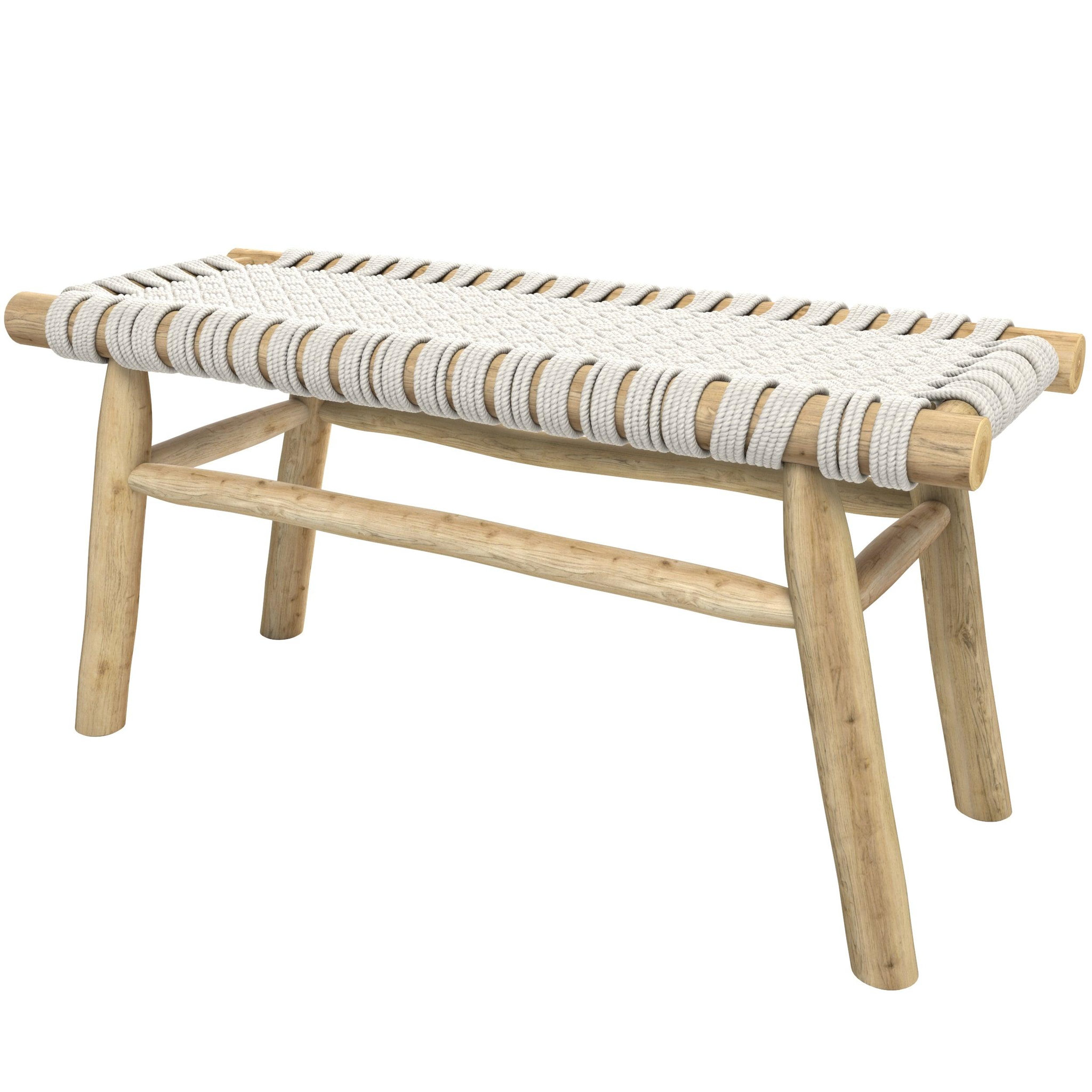 MAISON PAVANE Banc 2 places 90 cm tressé en macramé et branche de teck-kira