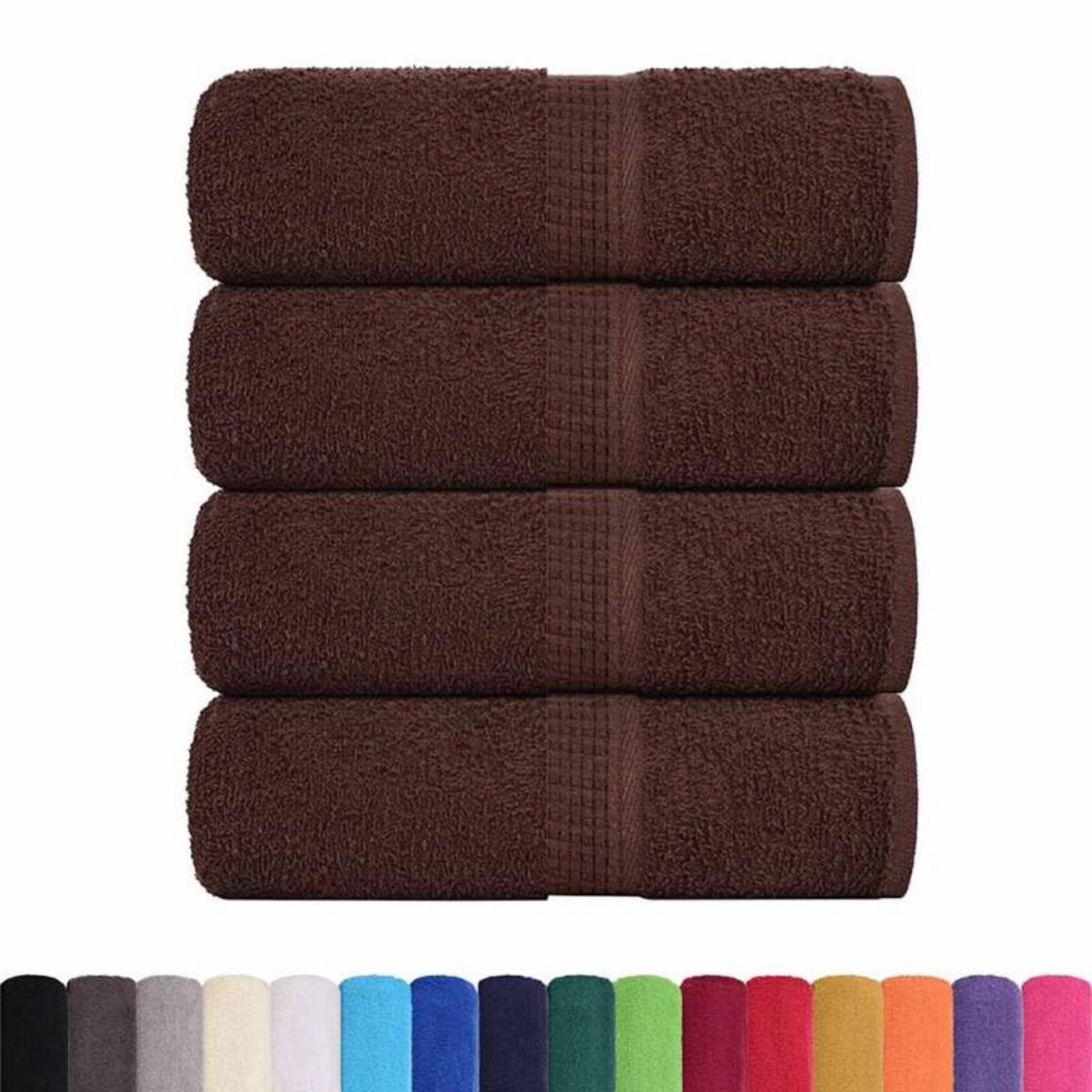 VIDAXL Serviettes de visage 4 pcs marron 30x30 cm 360 g m² 100% coton