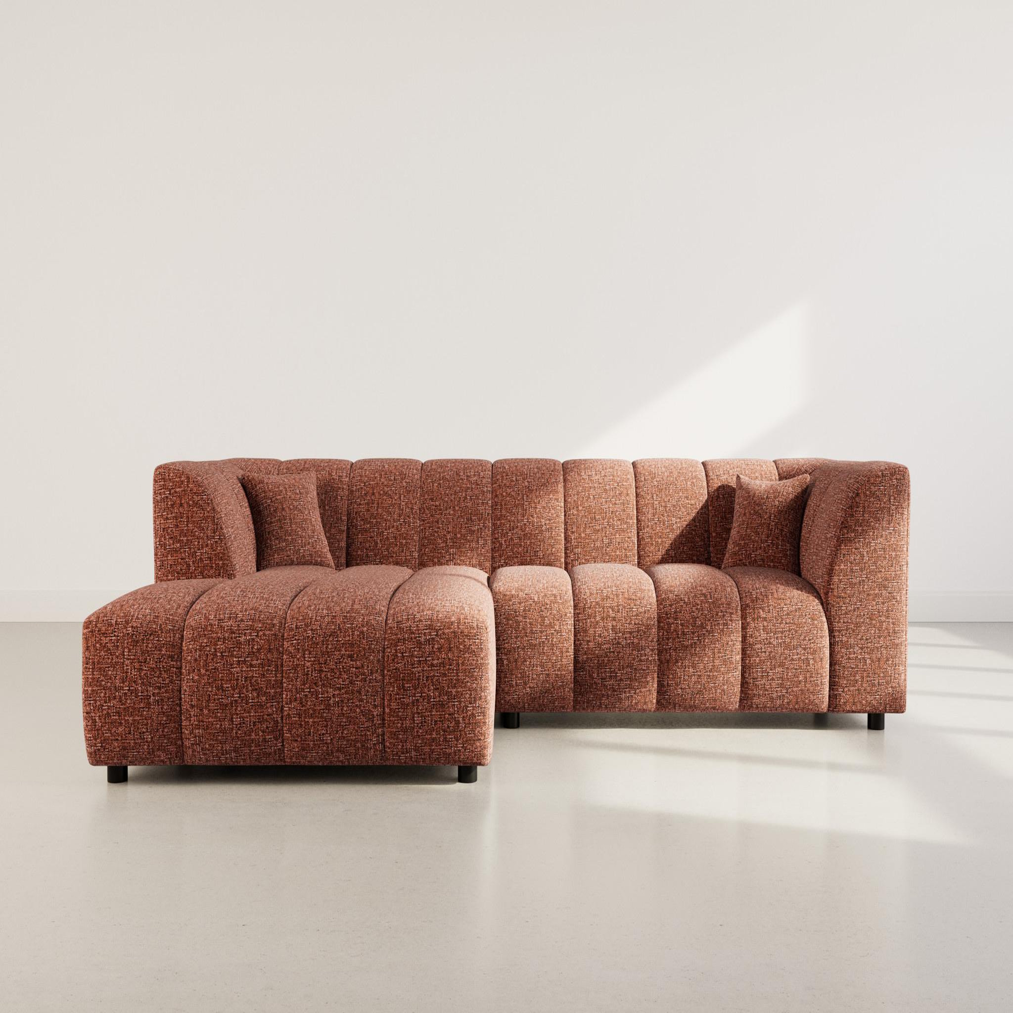 Voir la diapositive 2 : LISA DESIGN Curtis - canapé d'angle gauche 4 places avec accoudoir en tissu texturé