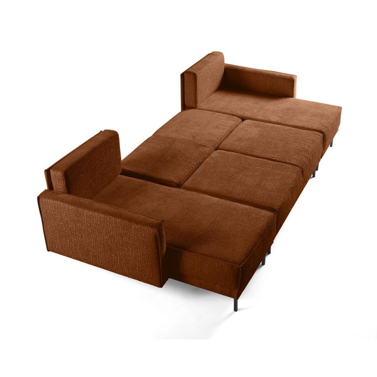 LISA DESIGN Charlie - canapé panoramique en u 7 places - convertible avec coffre - en tissu velours relief