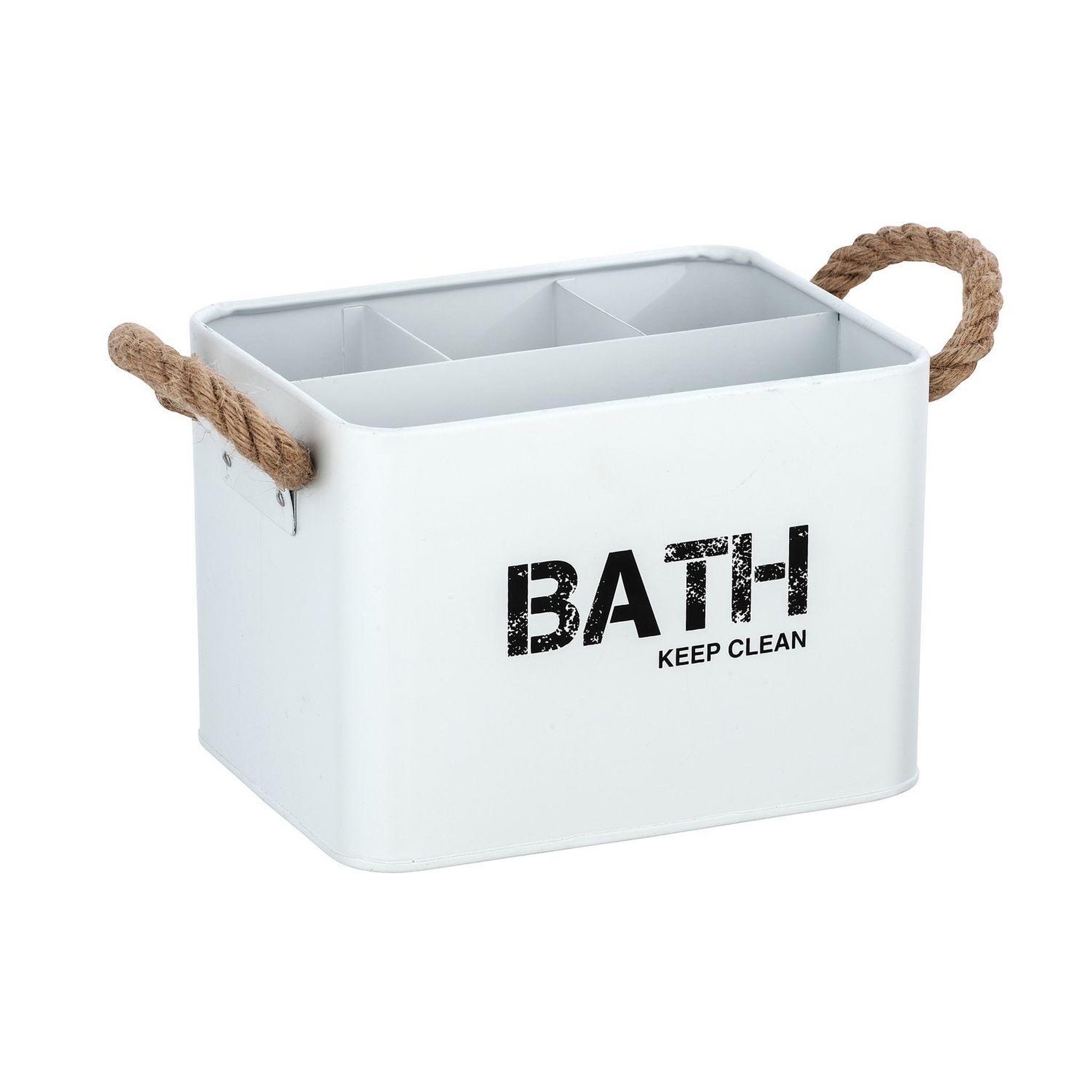 Wenko Boîte de rangement compartimentée salle de bain gara - l. 19 x h. 12 cm. Coloris disponibles : Blanc, Gris