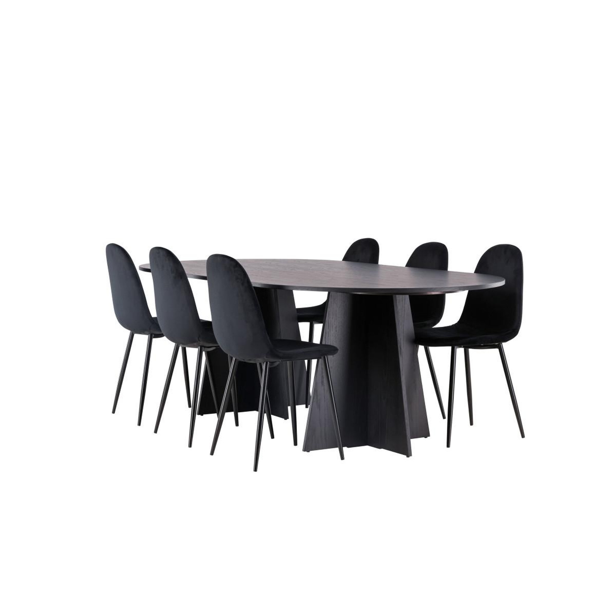 Voir la diapositive 4 : Paris Prix Ensemble table à manger & 6 chaises  bootcut & polar  230cm noir