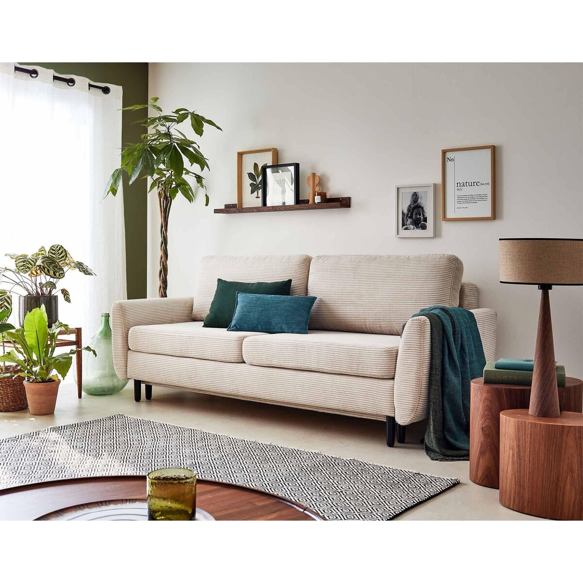 LISA DESIGN Dan - canapé 3 places - convertible avec coffre - en velours côtelé