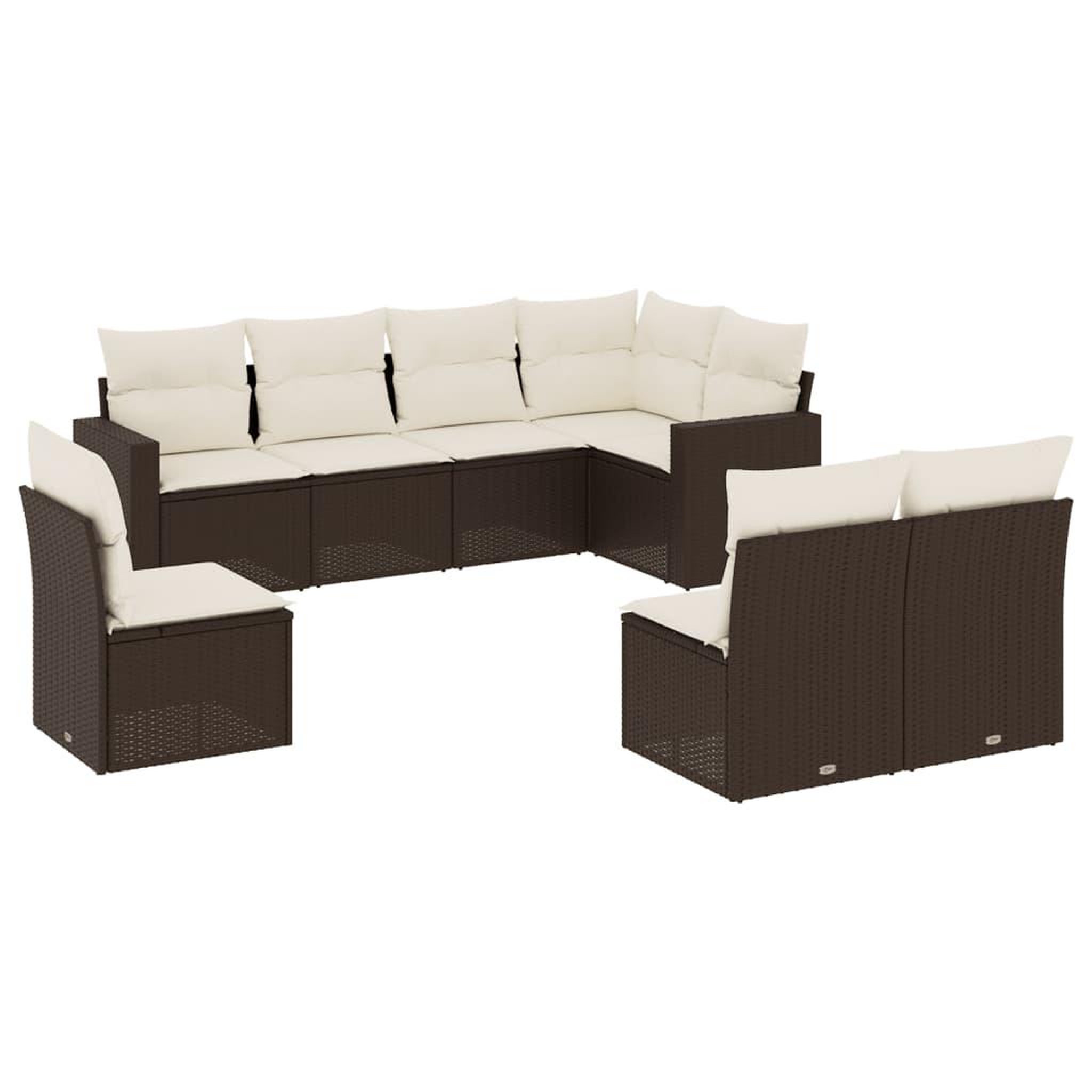 Voir la diapositive 2 : VIDAXL Salon de jardin 8 pcs avec coussins marron resine tressee