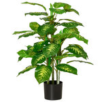 HOMCOM Arbre artificiel plante artificielle Calathea H. 95 cm tronc branches lichen feuilles grand réalisme pot inclus