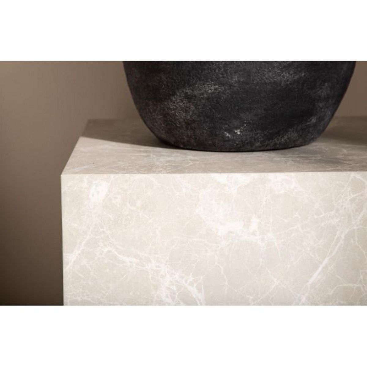 Paris Prix Table d'Appoint Imitation Marbre  York  45cm Beige