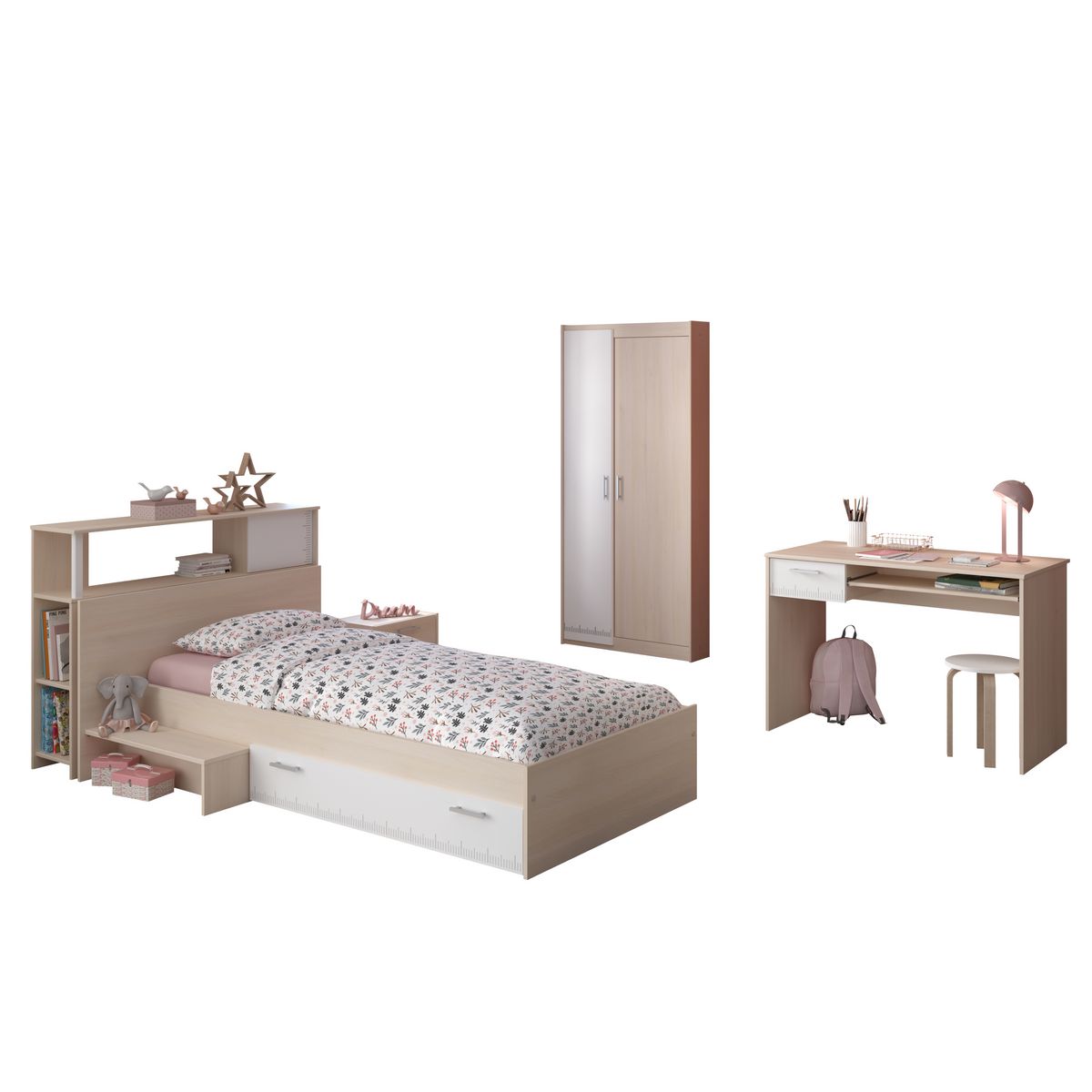 Lit enfant avec tiroir et tablette SACHA