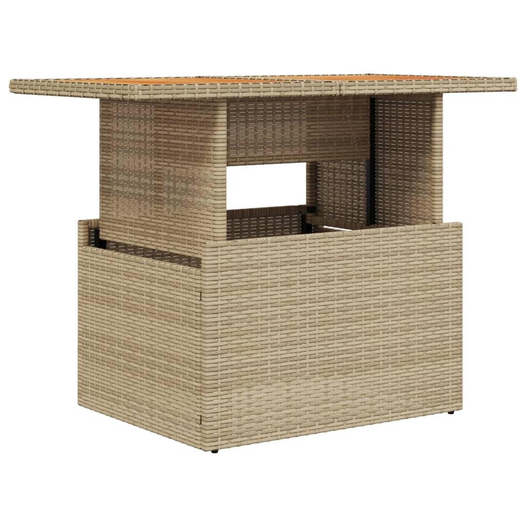 Voir la diapositive 2 : VIDAXL Table de jardin beige 100x55x73cm resine tressee et bois acacia