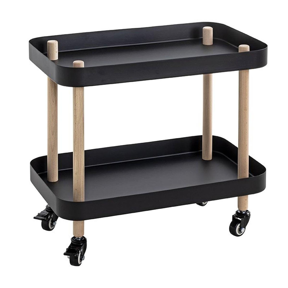 Paris Prix Desserte de Cuisine 2 Niveaux  Yumi  47cm Noir