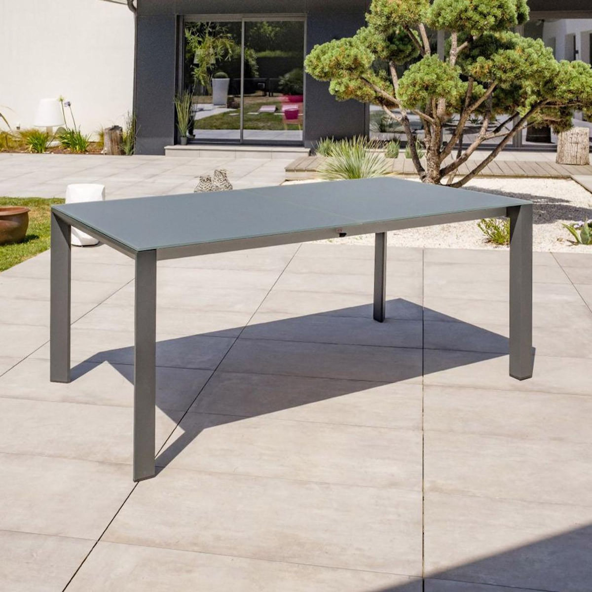 Paris Prix Table de Jardin en Verre  Honfleur  180-250cm Gris Anthracite
