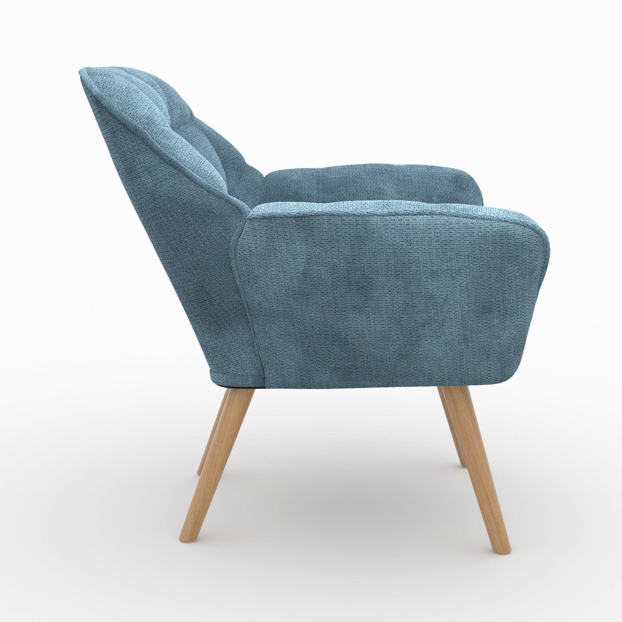 Voir la diapositive 5 : MAISON PAVANE Fauteuil en tissu bleu et pieds en bois-simba