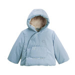 Petit Béguin Doudoune bébé imperméable doublée sherpa avec capuche Nino. Coloris disponibles : Bleu