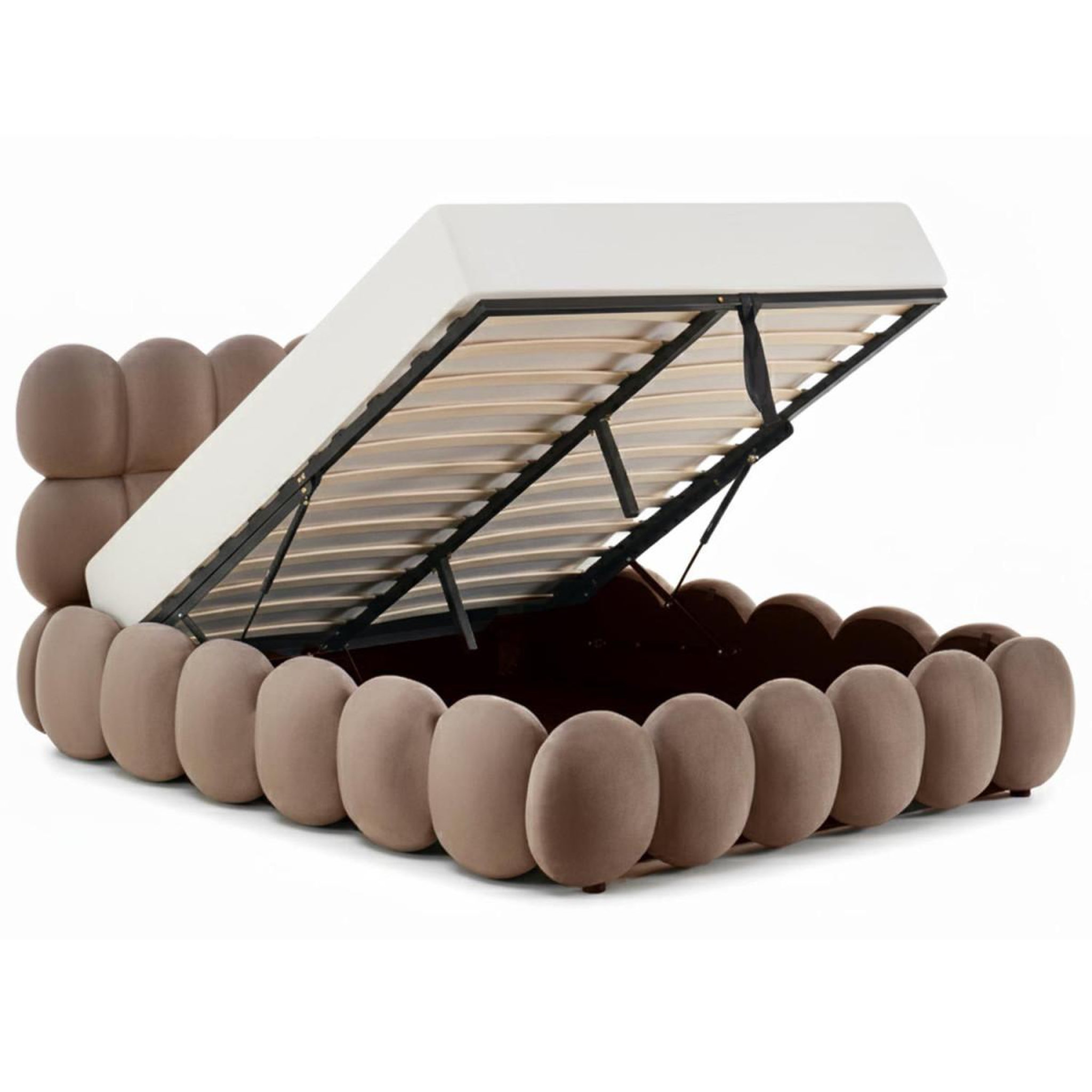 Voir la diapositive 3 : Paris Prix Pack lit coffre en velours & matelas  bubble & goodream  160x200cm taupe
