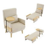 MERAX Fauteuil Convertible 3 En 1 Avec Plateau Beige Lin