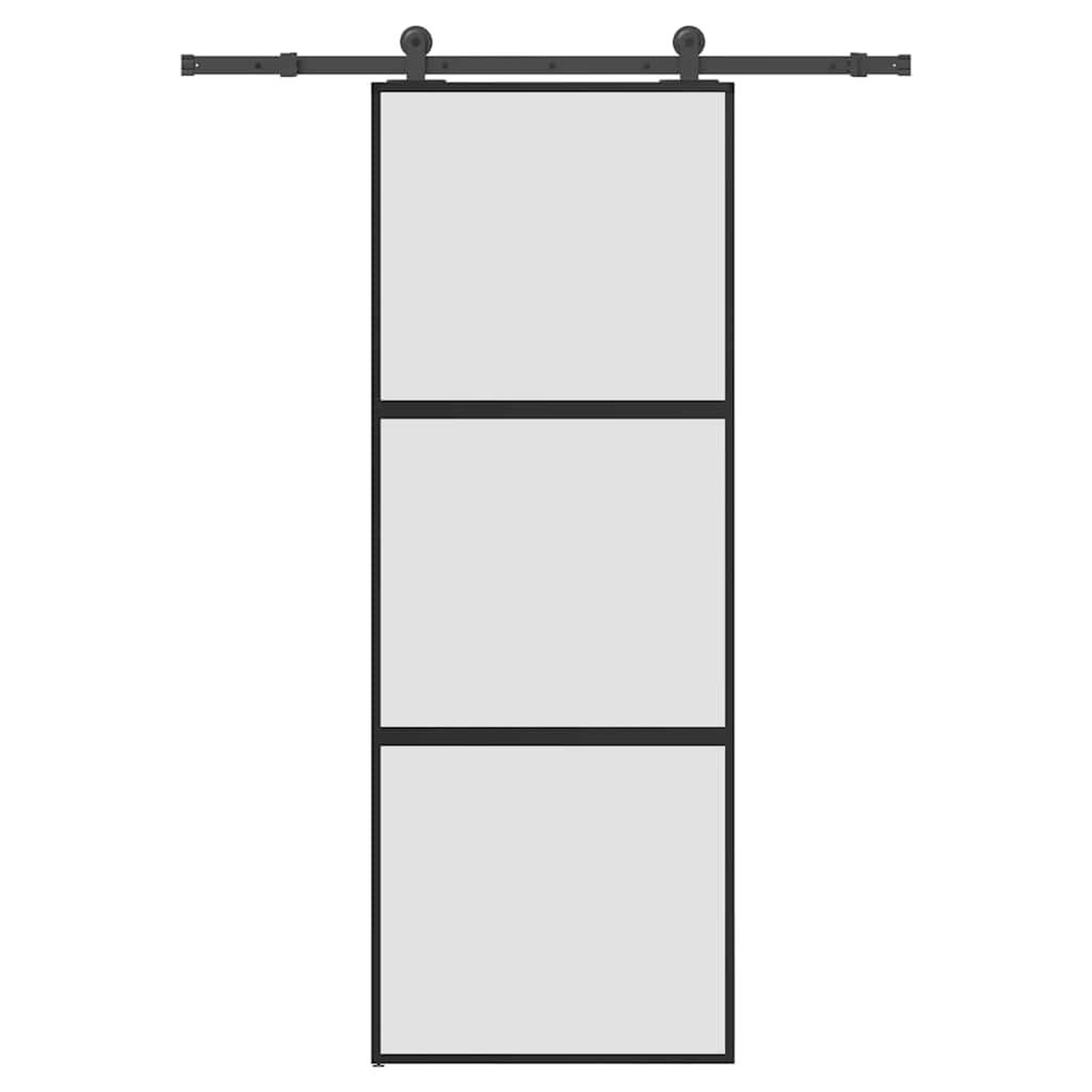 VIDAXL Porte coulissante kit de quincaillerie trempe verre aluminium