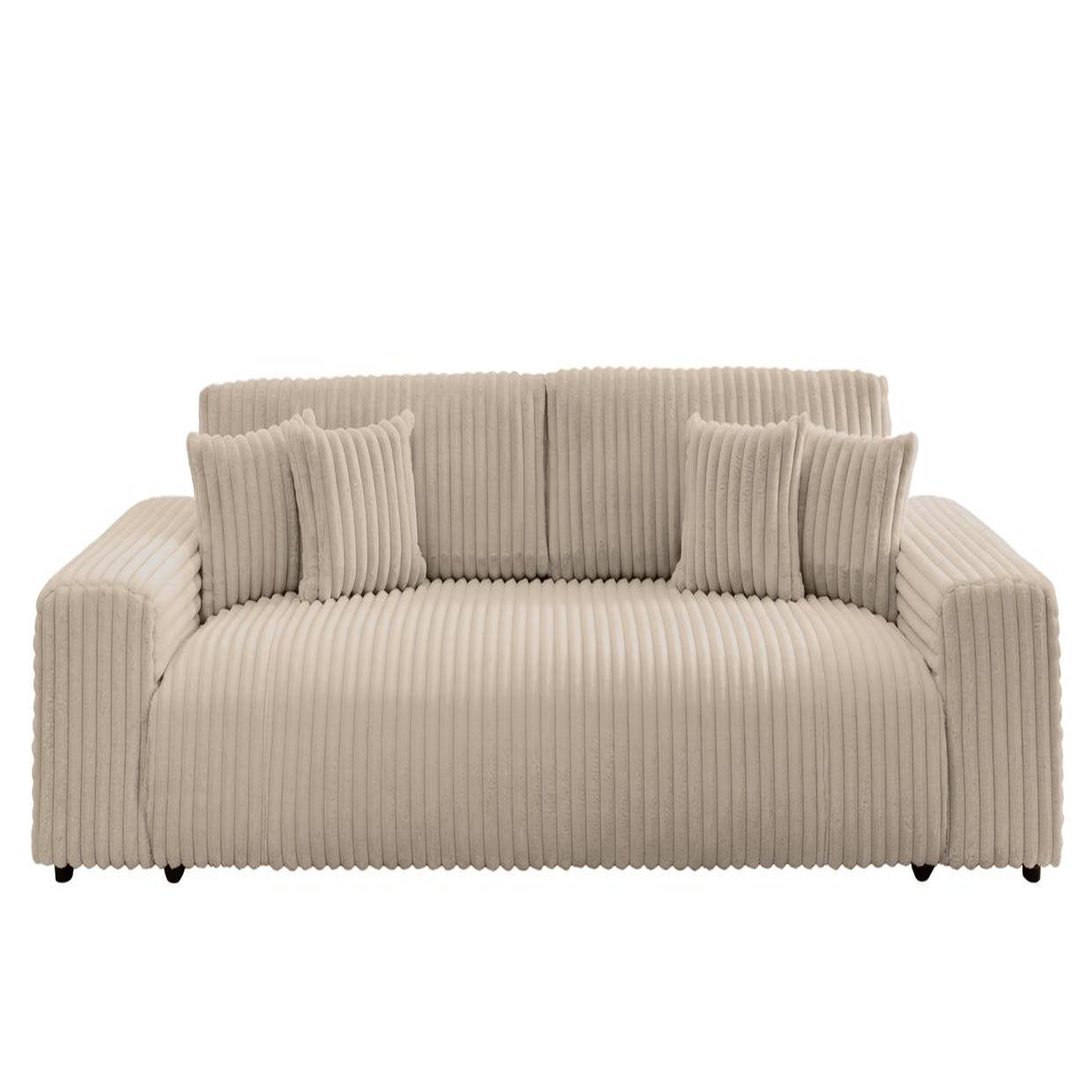 CASANOVA PARIS Caisa - canapé droit convertible gros velours côtelé 4 places. Coloris disponibles : Beige, Orange, Gris, Marron, Bleu, Vert