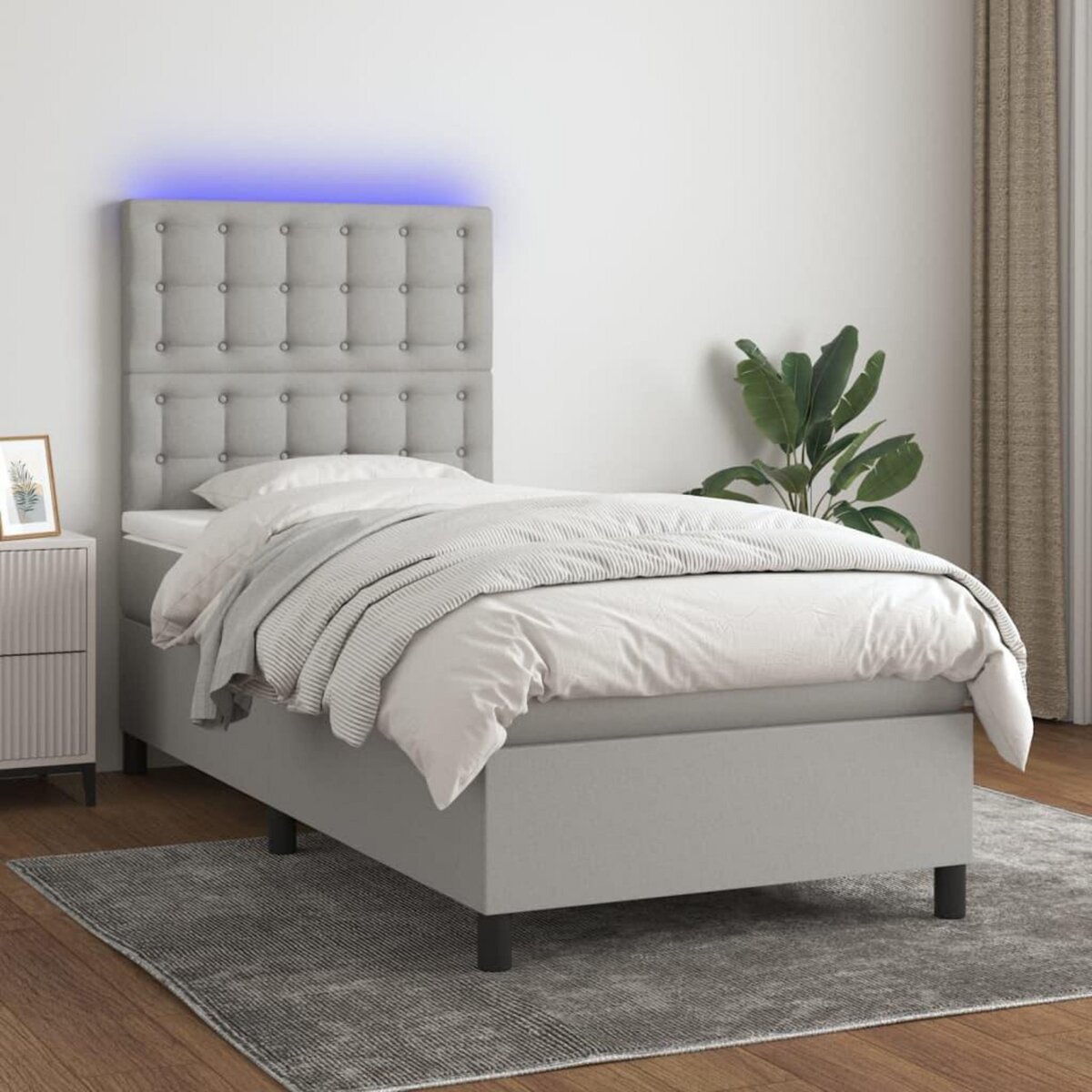 VIDAXL Sommier a lattes de lit avec matelas et LED Gris clair 80x200cm