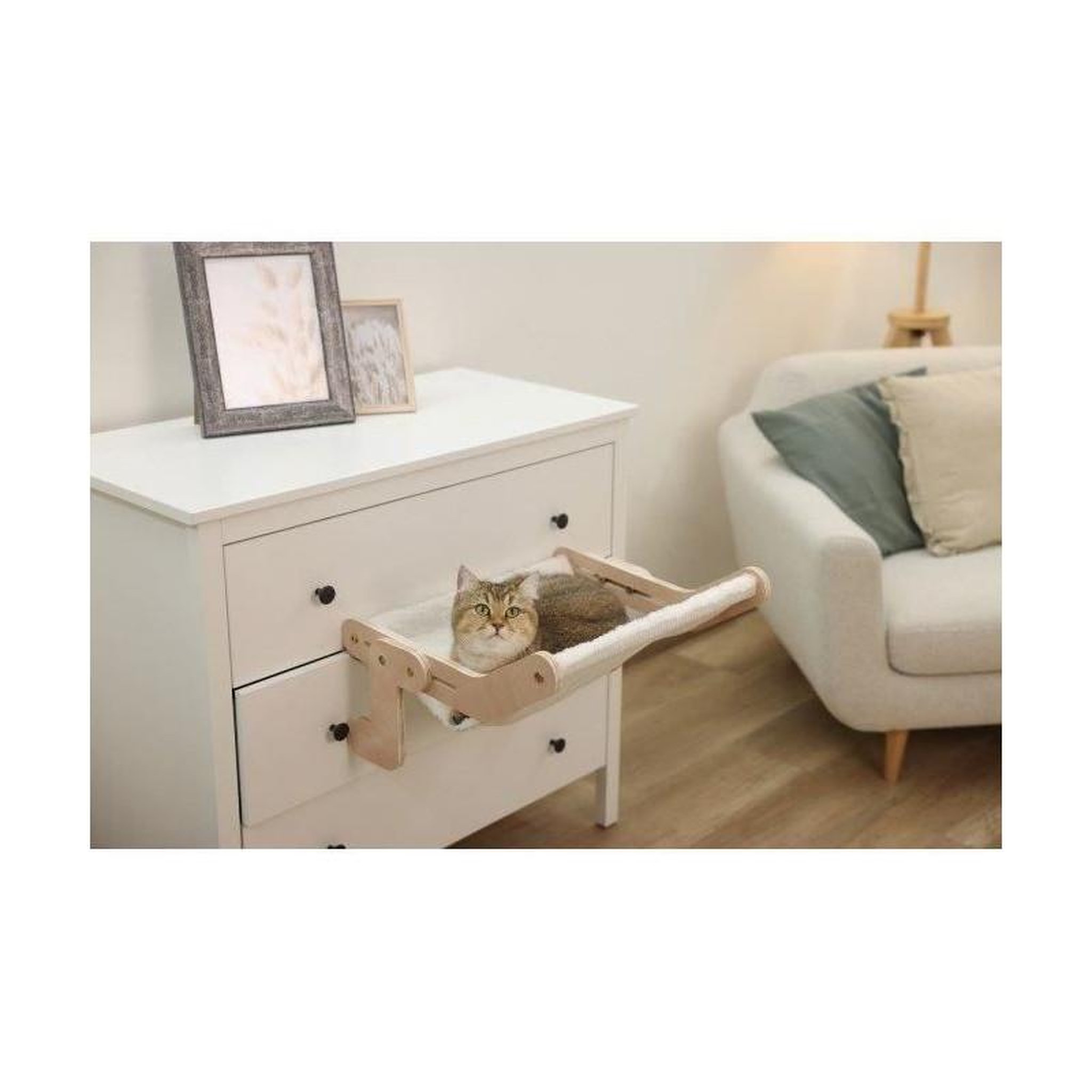 Voir la diapositive 3 : KERBL Hamac pour chats - KERBL - NAP - 42,5 x 47 cm - Bois massif - Surface réversible