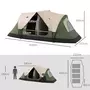 OUTSUNNY Tente de camping familiale 6-8 pers. double toit étanche 2 000 mm moustiquaire sac de tranport vert