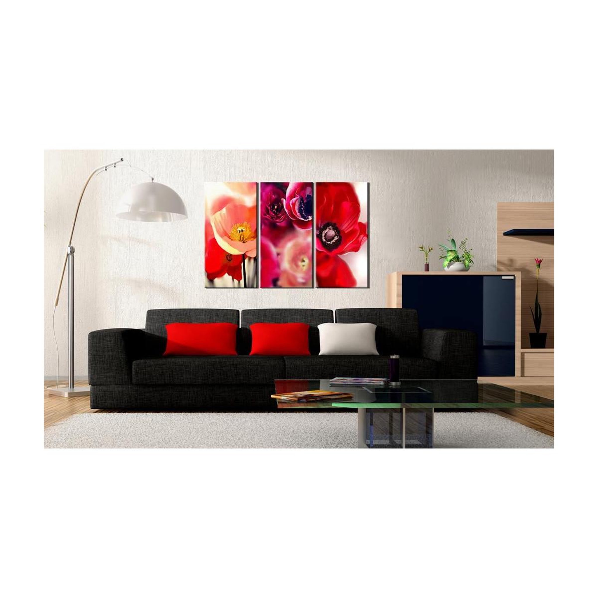 Voir la diapositive 2 : Paris Prix Tableau imprimé 3 pièces  coquelicots trois perspectives