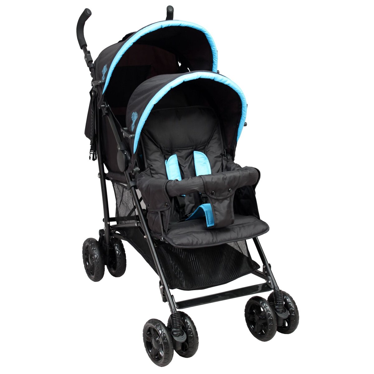 BAMBISOL Poussette canne double - Noir/bleu turquoise pas cher 